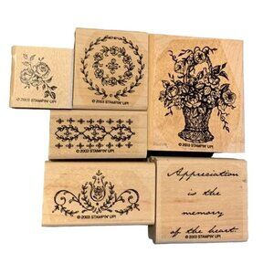 Stampin Up 2003 Memory of the Heart Rubber Stamp Set Floral & Sentiments